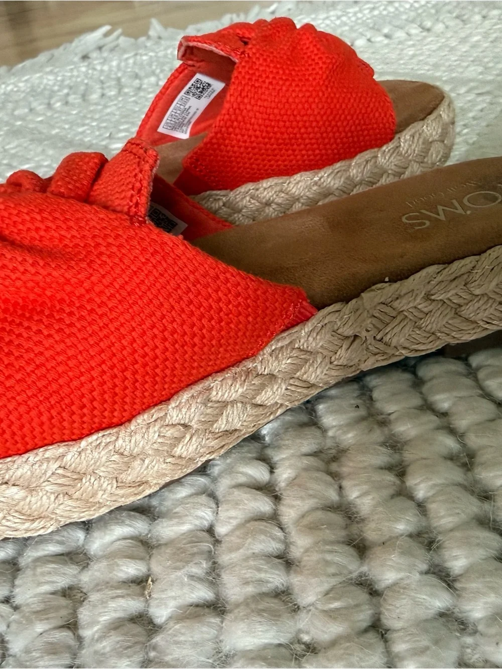 Toms Women's Orange Knotted Espadrille Slide Sandals